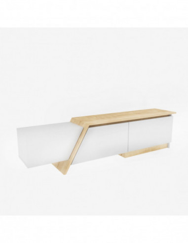 Mueble de TV PRUDENCE, biIaminado blanco con...