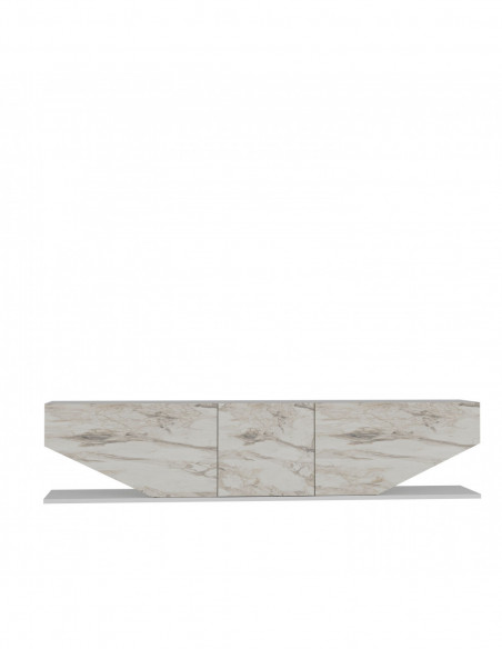 Mueble de TV VIOLET, biIaminado mármol blanco, 180 cms.