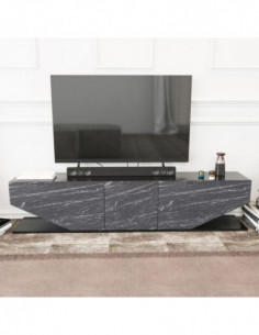 Mueble de TV VIOLET, biIaminado mármol negro, 180 cms.