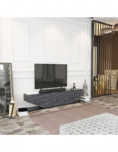 Mueble de TV VIOLET, biIaminado mármol negro,...