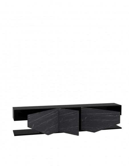 Mueble de TV VIOLET, biIaminado mármol negro, 180 cms.