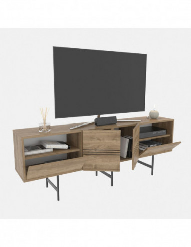 Mueble de TV SIMON, biIaminado nogal, 180 cms.