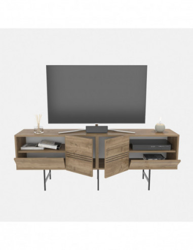 Mueble de TV SIMON, biIaminado nogal, 180 cms.