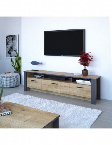 Mueble de TV PHILIPPA, biIaminado roble con...