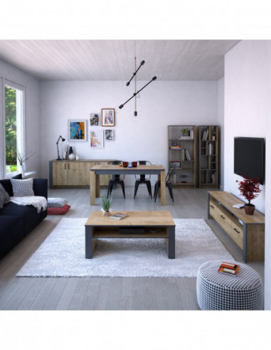 Mueble de TV PHILIPPA, biIaminado roble con...