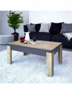 Mesa baja PHILIPPA, biIaminado roble con gris oscuro, 90...