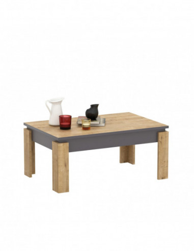 Mesa baja PHILIPPA, biIaminado roble con gris...