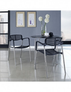 Sillón ALBENIZ, cromado, polipropileno negro