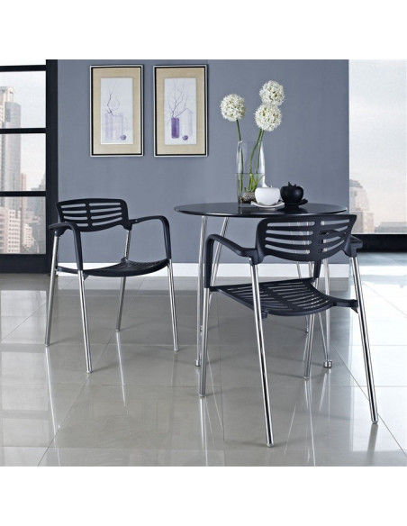 Sillón ALBENIZ, cromado, polipropileno negro