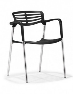 Sillón ALBENIZ, cromado, polipropileno negro 2