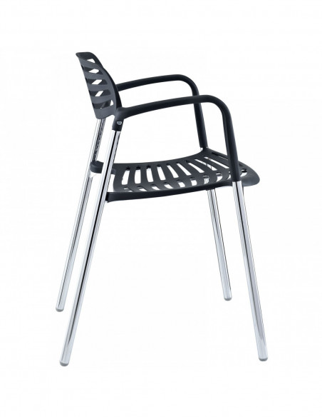 Sillón ALBENIZ, cromado, polipropileno negro