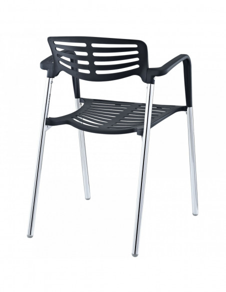 Sillón ALBENIZ, cromado, polipropileno negro