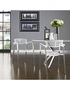 Sillón ALBENIZ, cromado, polipropileno blanco