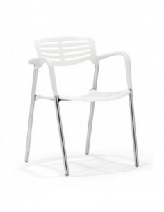 Sillón ALBENIZ, cromado, polipropileno blanco 2