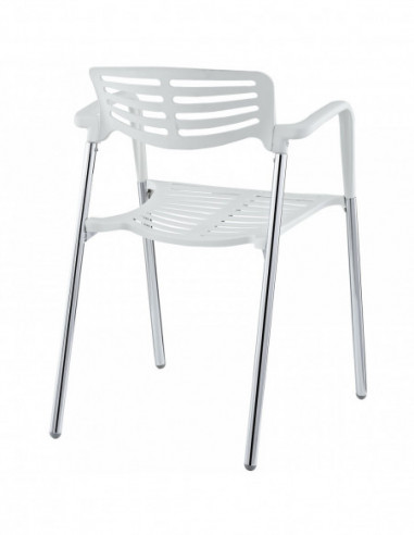 Sillón ALBENIZ, cromado, polipropileno blanco