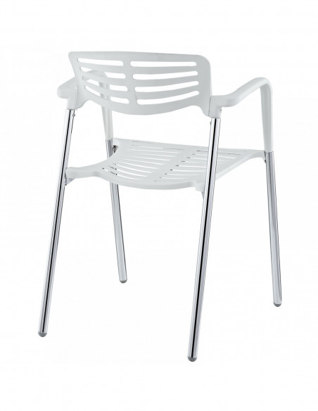 Sillón ALBENIZ, cromado, polipropileno blanco