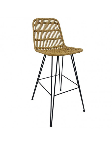 Taburete BRUNEI, metal, ratán beige