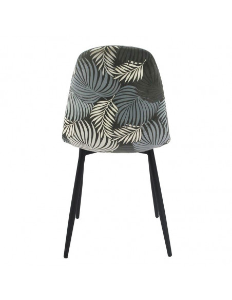 Silla HORUS NEW, metal, tapizado velvet gris con trasera floral a juego