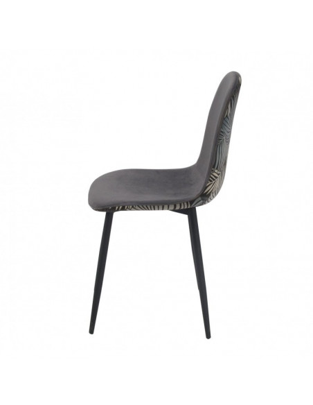 Silla HORUS NEW, metal, tapizado velvet gris con trasera floral a juego