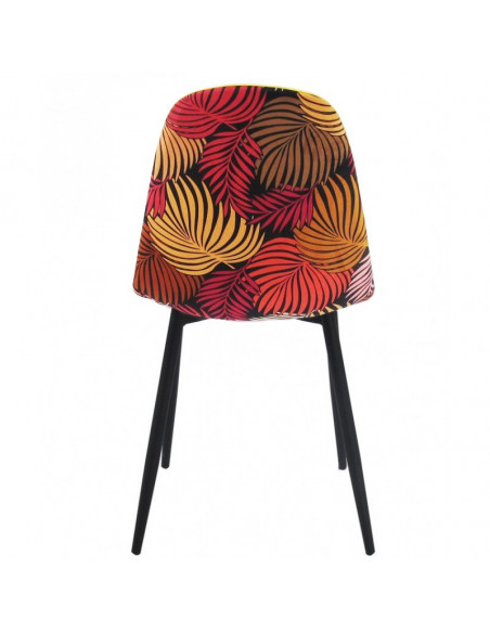 Silla HORUS NEW, metal, tapizado velvet amarillo con trasera floral a juego