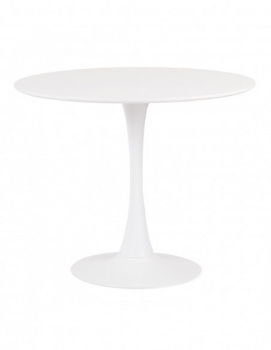 Mesa TUL (SU), base de metal, tapa lacada blanca, 90 cms de diámetro