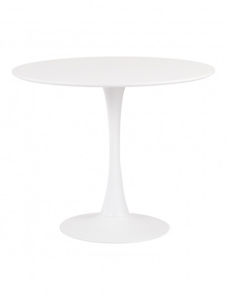 Mesa TUL (SU), base de metal, tapa lacada blanca, 90 cms de diámetro