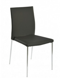 Silla INMA, apilable, metal, similpiel negra
