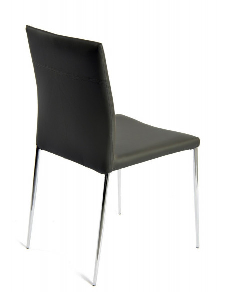 Silla INMA, apilable, metal, similpiel negra
