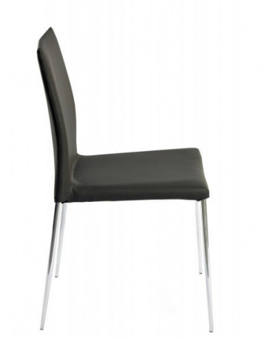 Silla INMA, apilable, metal, similpiel negra