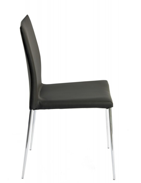 Silla INMA, apilable, metal, similpiel negra