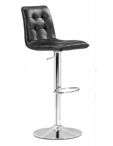 Taburete DESEO NEW (M) , cromado, similpiel negra