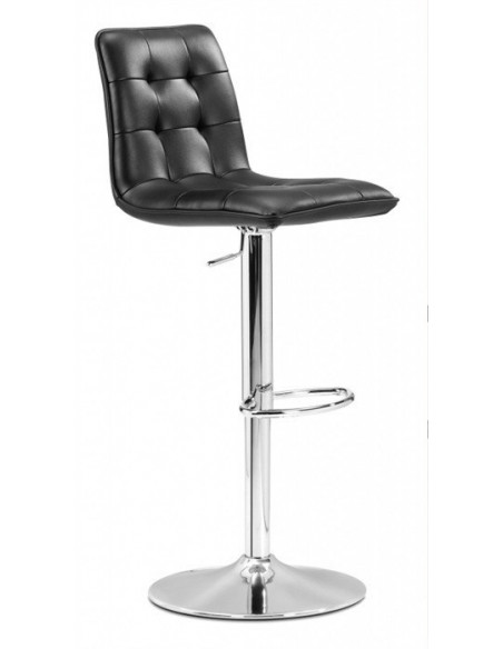 Taburete DESEO NEW (M) , cromado, similpiel negra