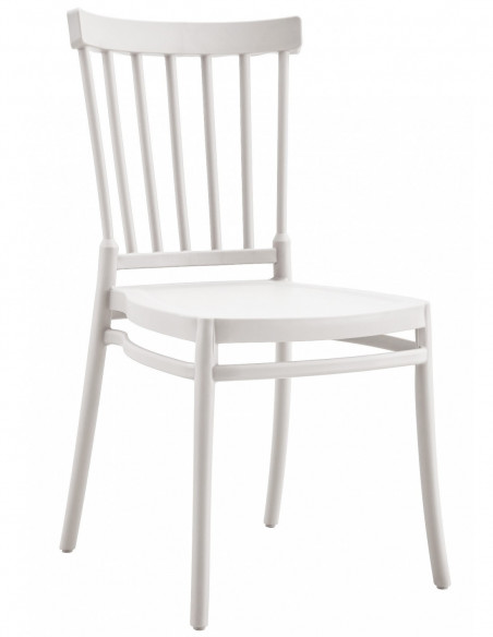 Silla MILOS NEW, apilable, tratamiento anti UV, polipropileno blanco
