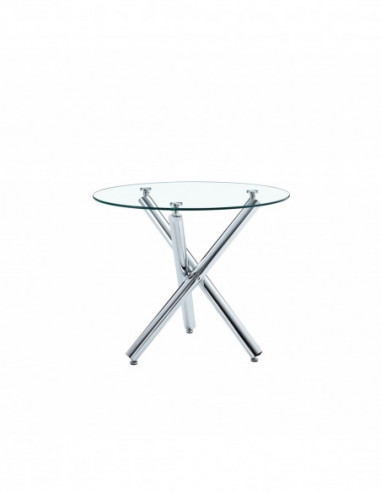 Mesa DESIREE NEW, cromada, cristal, 90 cms...