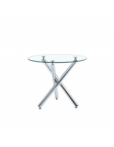 Mesa DESIREE NEW, cromada, cristal, 90 cms diámetro