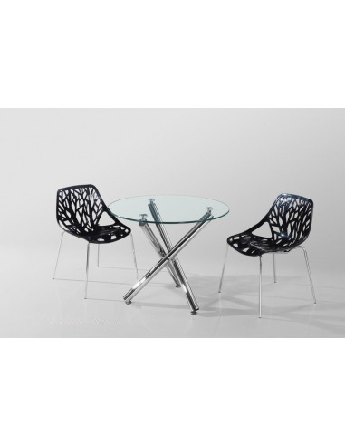 Mesa DESIREE NEW, cromada, cristal, 90 cms...