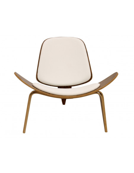 Sillón NORDIC (R), palo rosa, similpiel blanca