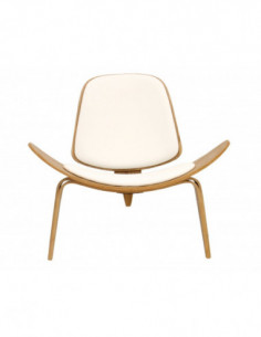 Sillón NORDIC (R), fresno, similpiel blanca 2