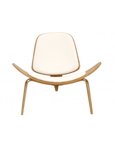 Sillón NORDIC (R), fresno, similpiel blanca