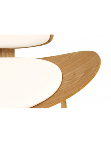 Sillón NORDIC (R), fresno, similpiel blanca