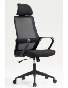 Sillón de oficina MARIO, alto, negro, malla y asiento negro
