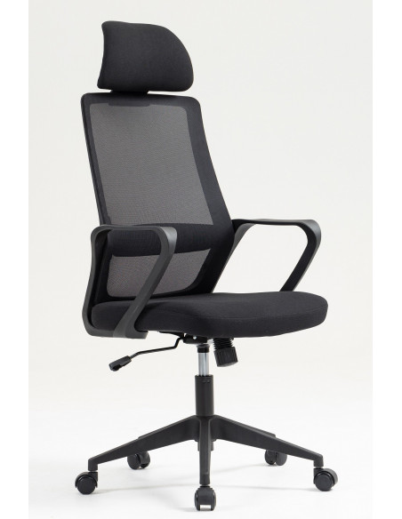 Sillón de oficina MARIO, alto, negro, malla y asiento negro