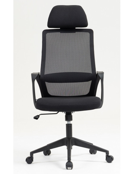 Sillón de oficina MARIO, alto, negro, malla y asiento negro