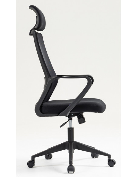 Sillón de oficina MARIO, alto, negro, malla y asiento negro