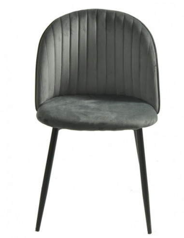 Silla PALM GREY, metal, tapizado velvet gris...