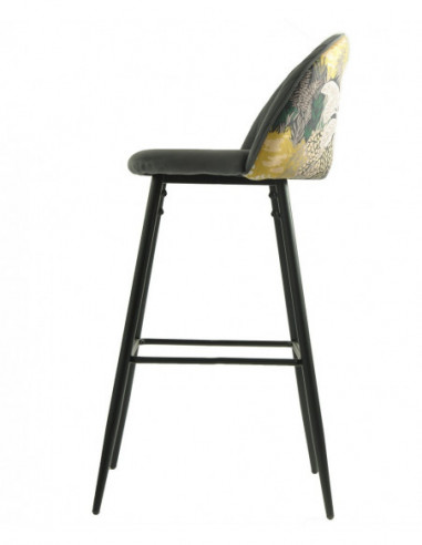 Taburete PALM GREY, metal, tapizado velvet gris...