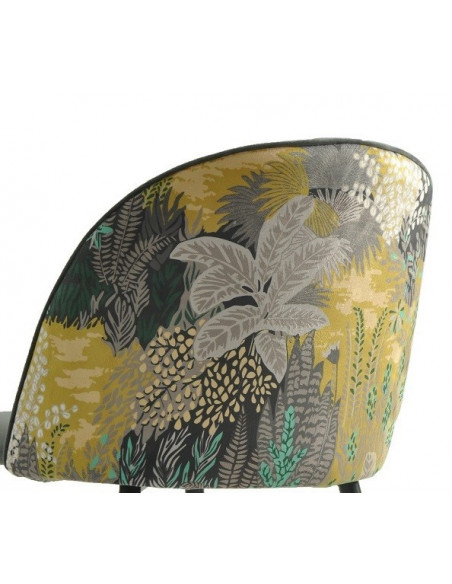 Silla PALM SKY BLUE, metal, tapizado velvet azul con trasera palm