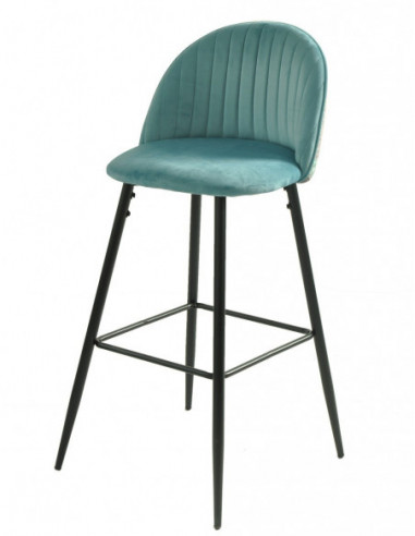 Taburete PALM SKY BLUE, metal, tapizado velvet...