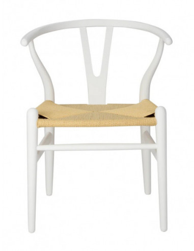 Silla WISH, madera de haya, blanca, fibra trenzada