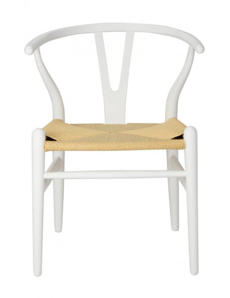 Silla WISH, madera de haya, blanca, fibra trenzada